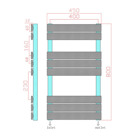Scudo Life Black Towel Rail 450 x 800mm Black | LI-80-45-B - Envy Bathrooms Ltd