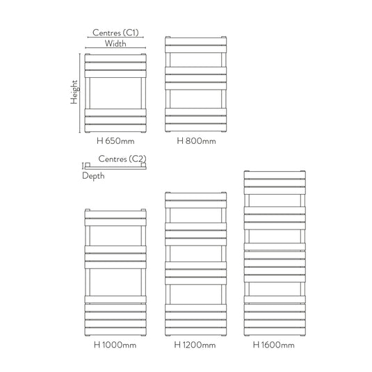 Scudo Life Towel Rail 600 x 1200mm Anthracite | LI-120-60-A - Envy Bathrooms Ltd