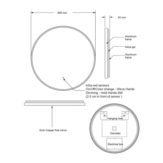 Scudo Macie Brushed Brass LED Round Mirror 600mm | MACIE-600RND-BB - Envy Bathrooms Ltd