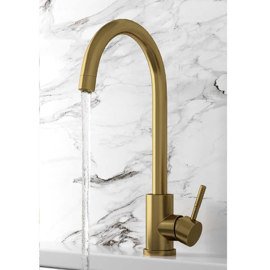 Scudo Manhattan Hole Kitchen Mixer Tap 1TH - Brushed Brass - KT44 - Envy Bathrooms Ltd