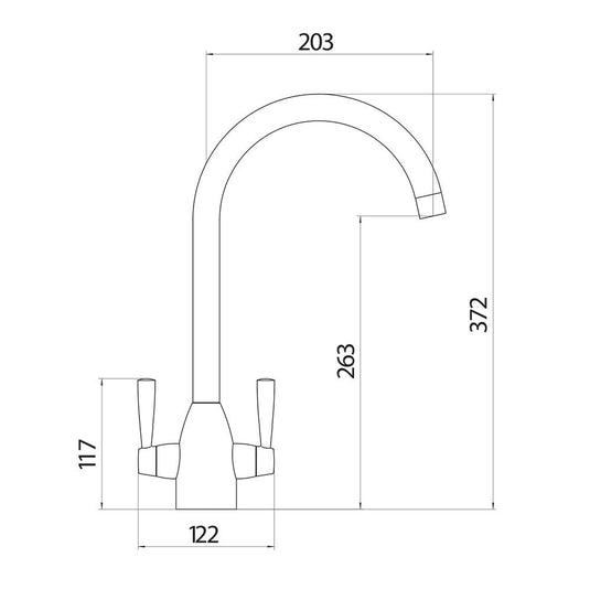 Scudo Marlo Hole Kitchen Tap 1TH - Brushed Nickel - NICK14L - Envy Bathrooms Ltd