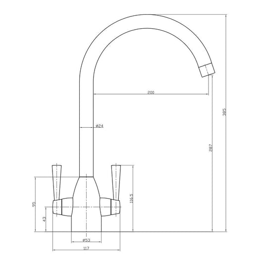 Scudo Marlo Hole Kitchen Tap 1TH - Chrome - KT14L - Envy Bathrooms Ltd