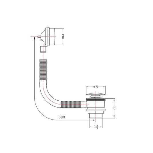 Scudo Matt Black Bath Click Clack Waste with Overflow | BLACKBW001 - Envy Bathrooms Ltd