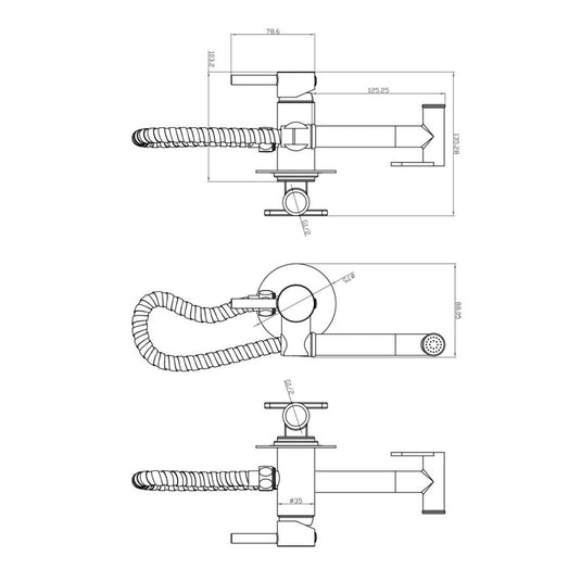 Scudo Matt Black Douche Handset With Flexi Holder and Outlet Elbow | DOUCHE010 - Envy Bathrooms Ltd