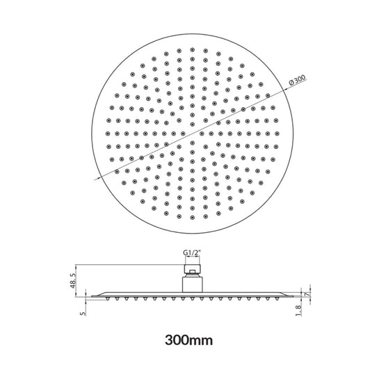 Scudo Matt Black Round Shower Head 300mm | BLACK014ORB - Envy Bathrooms Ltd