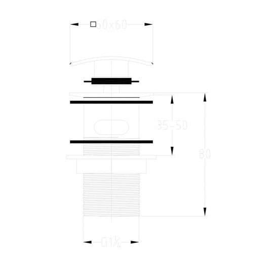 Scudo Matt Black Square Slotted Sprung Basin Waste | BLACK094 - Envy Bathrooms Ltd