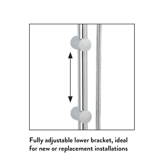 Scudo Middleton Slide Rail Kit With Adjustable Mounting brackets & Handset - Chrome - RISERKIT005L - Envy Bathrooms Ltd