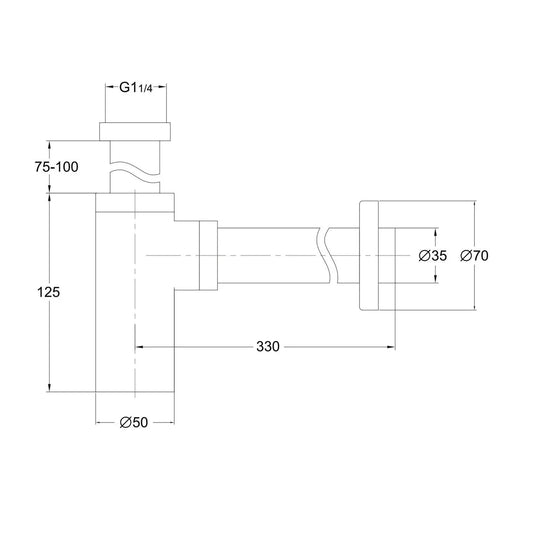 Scudo Minimalist Bottle Trap - Matt Black - BLACK096 - Envy Bathrooms Ltd