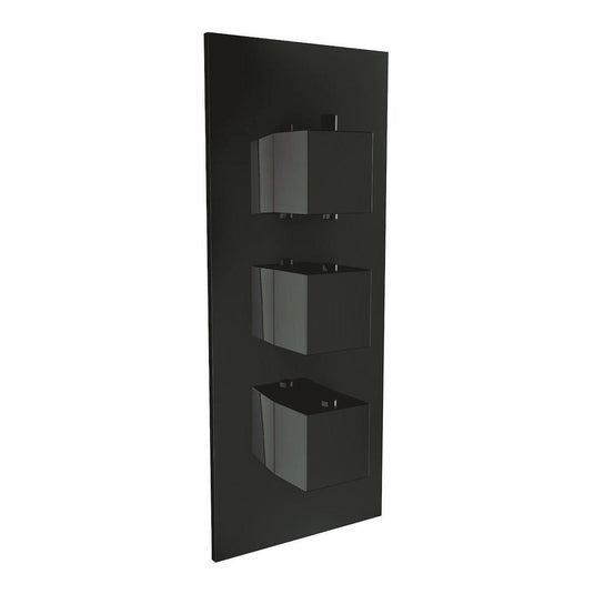 Scudo Mono Square Handled Triple Handle; 2 outlet Concealed Shower Valve - Black - BLACK002ORBL - Envy Bathrooms Ltd