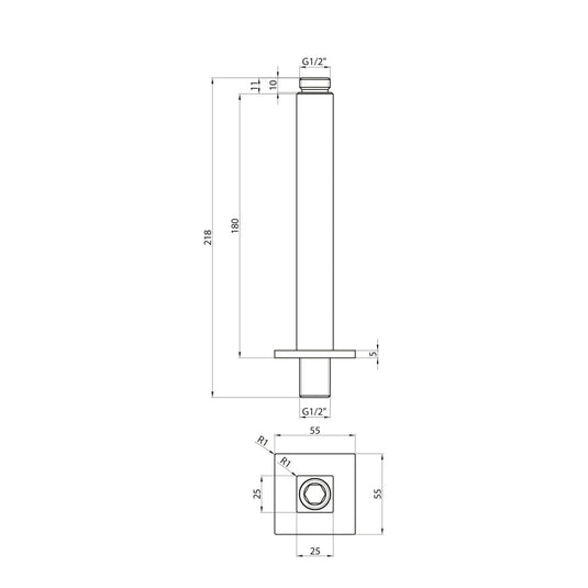 Scudo Mono Square Shower Ceiling Arm - Black - BLACK009ORBL - Envy Bathrooms Ltd