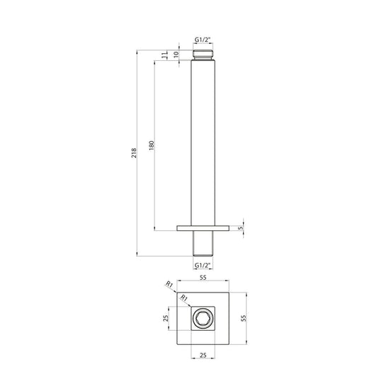 Scudo Mono Square Shower Ceiling Arm - Black - BLACK009ORBL - Envy Bathrooms Ltd