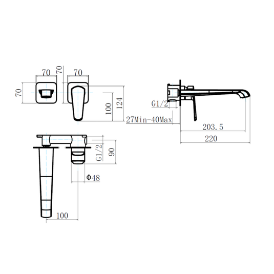 Scudo Montana Wall Mounted Bath Mixer Gunmetal | MON-030 - Envy Bathrooms Ltd