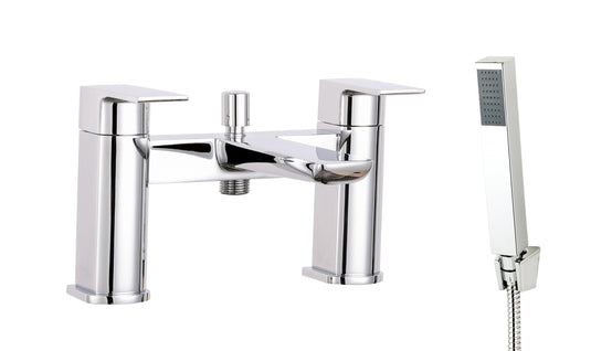 Scudo Muro 2 Tap Hole Deck Mounted Bath Shower Filler Tap - Chrome - TAP243L - Envy Bathrooms Ltd