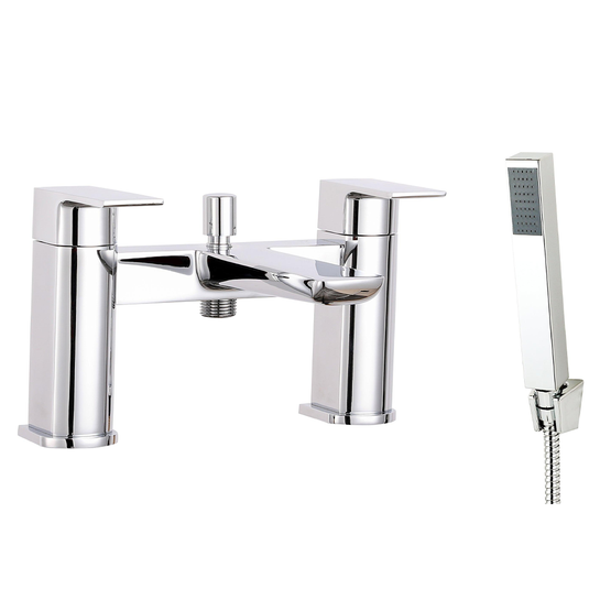 Scudo Muro 2 Tap Hole Deck Mounted Bath Shower Filler Tap - Chrome - TAP243L - Envy Bathrooms Ltd