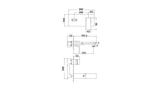 Scudo Muro 2 Tap Hole Wall Mounted Bath Filler Tap - Matt Black - BLACK249ORBL - Envy Bathrooms Ltd