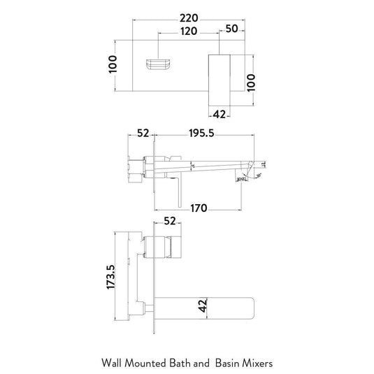 Scudo Muro 2 Tap Hole Wall Mounted Wall Mounted Bath Tap - Chrome - TAP249L - Envy Bathrooms Ltd