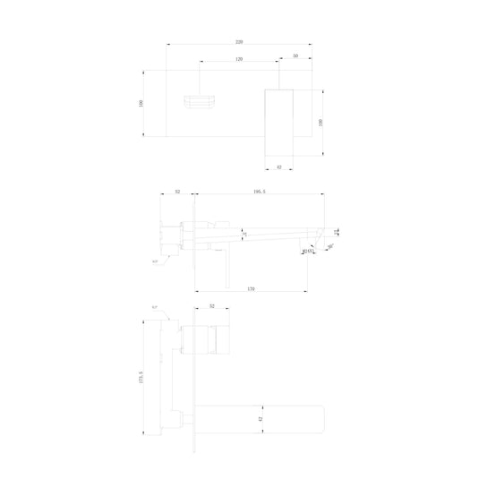 Scudo Muro 2 Tap Hole Wall Mounted Wall Mounted Bath Tap - Matt Black - BLACK249ORB - Envy Bathrooms Ltd