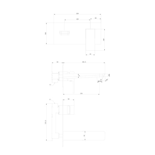 Scudo Muro 2 Tap Hole Wall Mounted Wall Mounted Bath Tap - Matt Black - BLACK249ORB - Envy Bathrooms Ltd