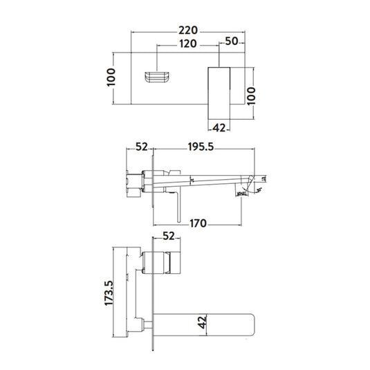 Scudo Muro Brushed Brass Wall Mounted Bath Mixer Tap | BR-BRASS249 - Envy Bathrooms Ltd