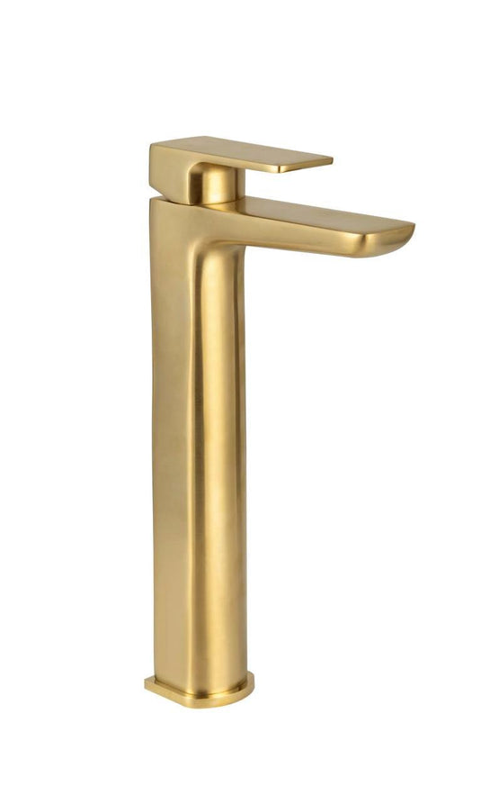 Scudo Muro Deck Mounted 1 Handle Basin Mixer Tap - Brushed Brass - BR-BRASS244 - Envy Bathrooms Ltd