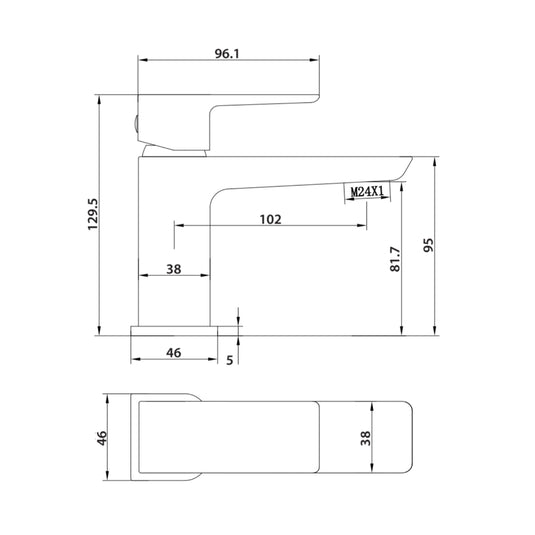 Scudo Muro Deck Mounted 1 Handle Basin Mixer Tap Inc. Waste - Chrome - TAP255 - Envy Bathrooms Ltd