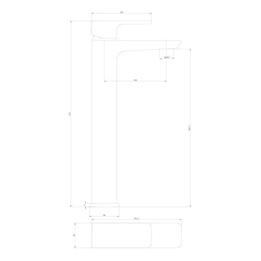 Scudo Muro Deck Mounted 1 Handle Basin Mixer Tap - Matt Black - BLACK244ORBL - Envy Bathrooms Ltd