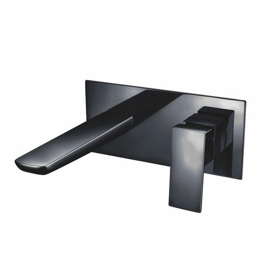 Scudo Muro Wall Mounted 1 Handle Basin Mixer Tap - Matt Black - BLACK248ORBL - Envy Bathrooms Ltd