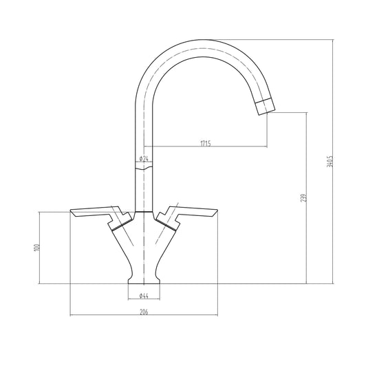 Scudo Olicana Hole Kitchen Tap 1TH - Chrome - KT11 - Envy Bathrooms Ltd