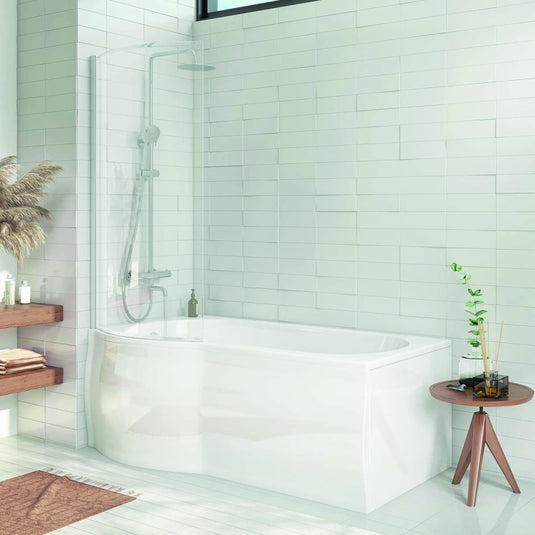 Scudo P Shape Bath Screen Chrome 790-800mm - Envy Bathrooms Ltd