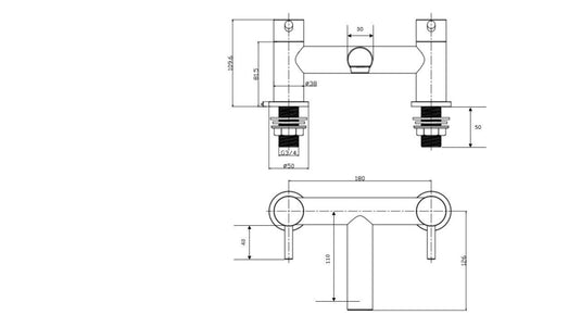 Scudo Premier 2 Tap Hole Deck Mounted Bath Filler Tap - Chrome - TAP102L - Envy Bathrooms Ltd