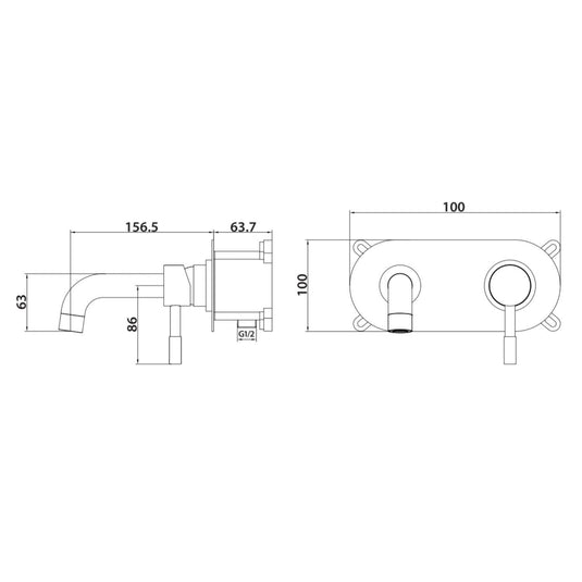 Scudo Premier Wall Mounted 1 Handle Basin Mixer Tap - Chrome - TAP250L - Envy Bathrooms Ltd