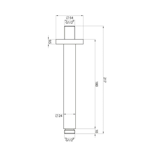 Scudo Round Ceiling Mounted Wall Arm - Chrome - CEILINGARM002L - Envy Bathrooms Ltd