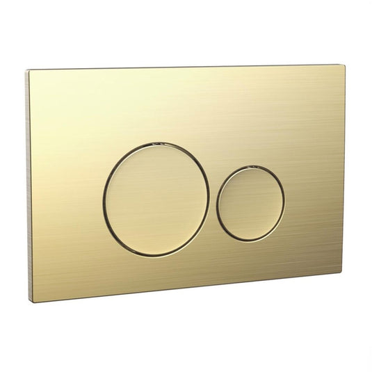 Scudo Round Frame Brushed Brass Dual Flush Button | WC-BUTTON07 - Envy Bathrooms Ltd