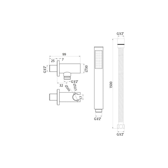 Scudo Round Shower Outlet Hose and Head - Chrome - OUTHOLDER002 - Envy Bathrooms Ltd