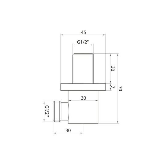 Scudo Round Shower Wall Outlet Elbow - Chrome - OUT002L - Envy Bathrooms Ltd