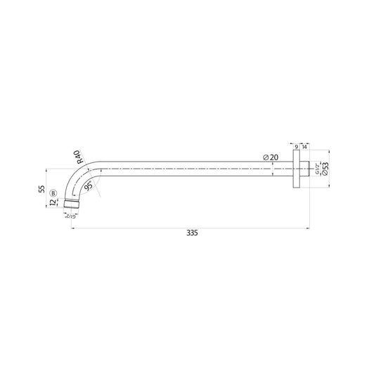 Scudo Round Wall Mounted Wall Arm - Chrome - WALLARM002L - Envy Bathrooms Ltd