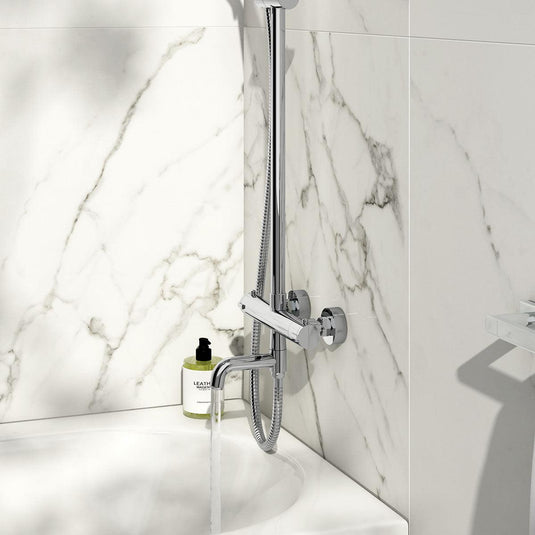 Scudo Solar Round Rigid Riser Shower w/ Bath Filler - Chrome - SHOWER011S - Envy Bathrooms Ltd