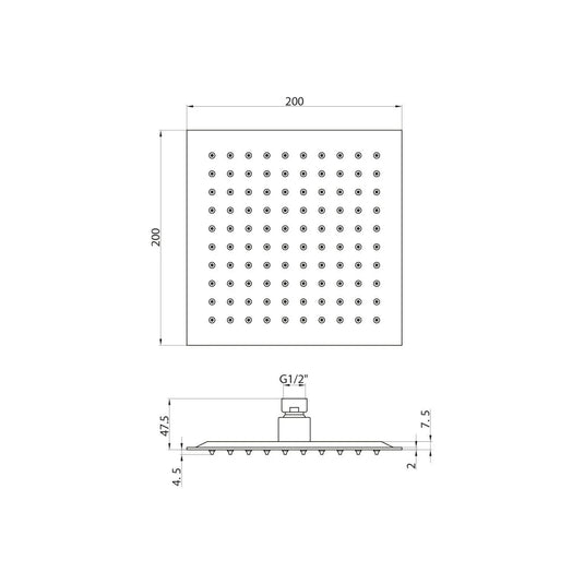 Scudo Square 200mm Stainless Shower Head - Black - BLACK006ORBL - Envy Bathrooms Ltd