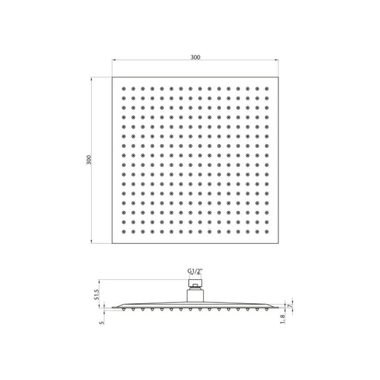 Scudo Square 300mm Stainless Shower Head - Black - BLACK007ORBL - Envy Bathrooms Ltd
