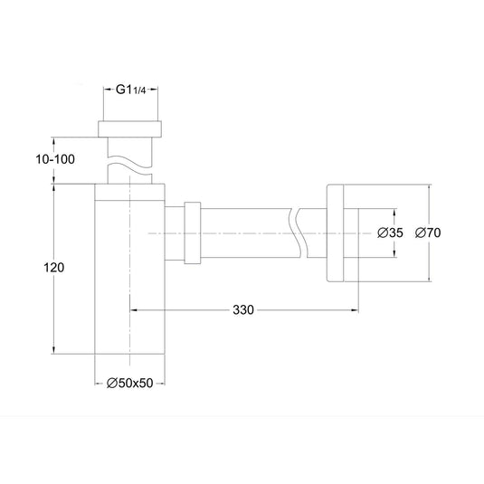 Scudo Square Bottle Trap - Matt Black - BLACK097 - Envy Bathrooms Ltd