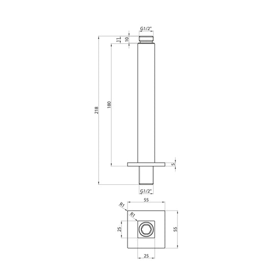 Scudo Square Ceiling Mounted Wall Arm - Chrome - CEILINGARM001 - Envy Bathrooms Ltd