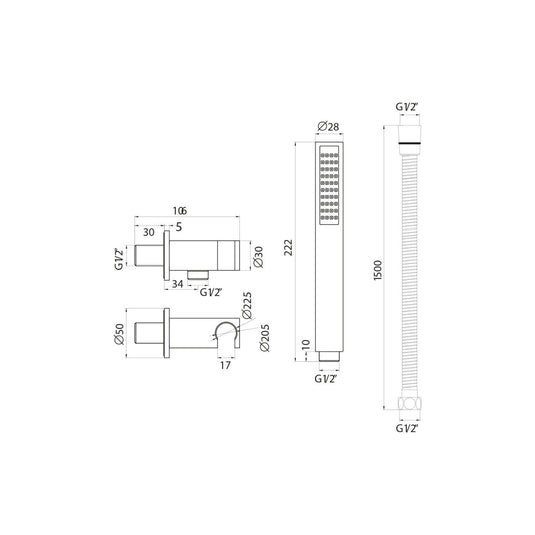 Scudo Square Handset Single Function - Matt Black - BLACK019ORB - Envy Bathrooms Ltd