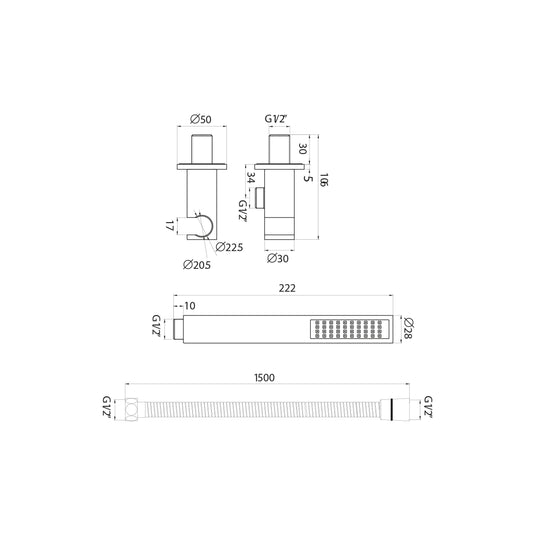 Scudo Square Shower Outlet Hose and Head - Chrome - OUTHOLDER001 - Envy Bathrooms Ltd