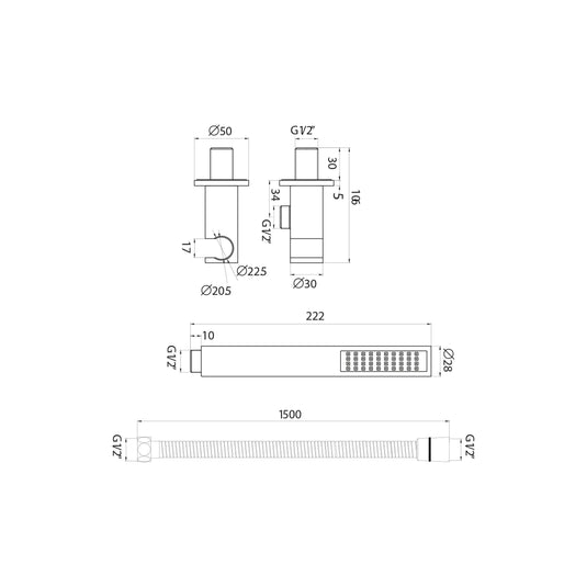 Scudo Square Shower Outlet Hose and Head - Chrome - OUTHOLDER001 - Envy Bathrooms Ltd