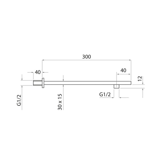 Scudo Square Wall Mounted Wall Arm - Chrome - WALLARM001 - Envy Bathrooms Ltd