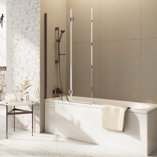 Scudo Thalia Brushed Bronze Inward Opening Bath Screen 900 x 1500mm | THALIAINPACKBZ - Envy Bathrooms Ltd