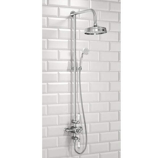 Scudo Thermostatic Exposed Valve w/ Fixed Head and Handset - Chrome - SHOWER006 - Envy Bathrooms Ltd