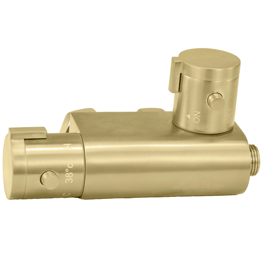 Scudo Thermostatic Vertical Valve for Douche - Brushed Brass - DOUCHE008 - Envy Bathrooms Ltd