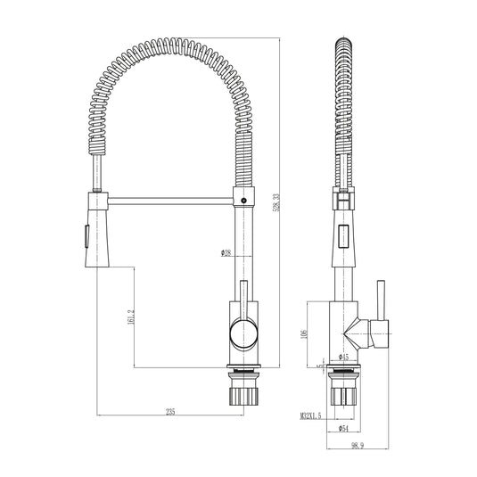 Scudo Tirare Hole Kitchen Tap 1TH - Brushed Nickel - NICK38 - Envy Bathrooms Ltd