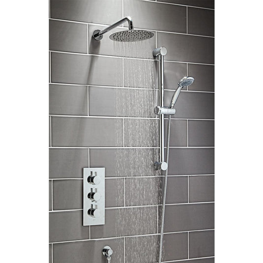 Scudo Triple Round Handle 2 Outlet Concealed Valve Shower Valve - Chrome - CONCEALED004 - Envy Bathrooms Ltd